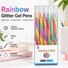 3Pcs Random Color Rainbow Gradient Glitter Gel Pens, 1.2mm Tip Shimmer Ink Writing Drawing Pens, Journaling DIY Art School Stationery - Multicolor - View 2