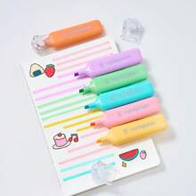 Large Capacity >12pcs Multicolor Soft Pastel Fluorescent Highlighter Set, Non-Bleed Quick-Dry Oblique Tip Design, For Student Note-Taking, Key Point Marking, Bible Annotation, Journaling, Drawing, Office Use - Highlighter - View 5