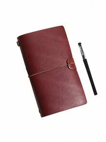 A6 PU Vintage Leather Notebook Diary, Retro Aesthetic Writing Journal With Elastic Closure And Replaceable Pages, Travel Diary, Daily Planner Notebook, Suitable For Notes, Meetings, Work And Study, Desktop Accessory, College Essential, Unisex Gift - Multicolor - View 14