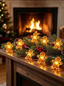 1pc Gingerbread Man LED String Lights, Cute Gingerbread Decoration, Gingerbread Man Candy String Lights, Suitable For Christmas Party Decoration, Home Decor, Wedding, Room Decoration, Christmas Tree Hanging Decor (Battery Not Included) - Multicolor - View 6