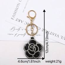 New Creative Diamond Encrusted Leather Camellia Keychain Fashion Versatile Bag Pendant Keychain Small Gift Wholesale - Multicolor - View 2