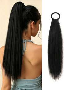 18 Inch Layered Straight Ponytail Wig With Elastic Hair Band, Suitable For Women's Daily Commute, Party And Sports - Multicolor - View 11