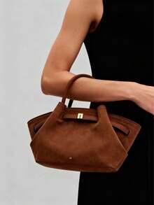 JP Dumpling Bag 女款 JH30692 Hana 小號新款手提包 肩背斜挎托特包 多用途 通勤上班 出行購物約會 小錢包 輕量耐用 麂皮 高顏值 百搭 - 摩卡棕 - 查看 11
