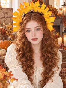 Bando Daun Maple Oranye untuk Musim Gugur, Aksesori Rambut untuk Pesta Thanksgiving, Halloween, Prom, dan Acara Luar Ruangan untuk Wanita - MultiWarna - View 2