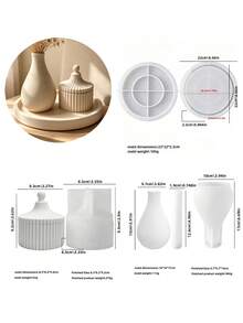 4pcs Silicone Mold Set, Oval Tray, Tall Striped Vase, Storage Box, Flower Pot, Lotus Jewelry Box Casting Molds, Compatible With Epoxy Resin, Plaster, Cement, Concrete, Clay, Multi-Functional Desktop Decor, Jewelry Display Stand, Aromatherapy Candle Holder, DIY Handmade Home Decor, Housewarming Gift - A - View 12