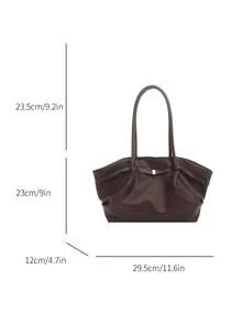 Retro Brown Braided Pattern Tote Bag Soft PU Large Capacity Daily Work Shoulder Handbag - Coffee Brown - View 7