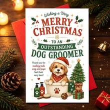 1pc Christmas Cards Merry Christmas Card For Outstanding Dog Groomer - Ideal Gift For Pet Grooming Professionals On Christmas, Perfect For Expressing Gratitude - One Size Fits All - View 1