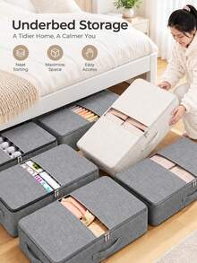 Non-Woven Soft Fabric Storage Bag, No-Frame Blanket Storage Bag, Underbed Storage Bag, Clothing And Blanket Storage Bag, Mobile Large Capacity Storage Box, Suitable For Cabinets, Travel, School, Foldable Storage Bag - Multicolor - View 3