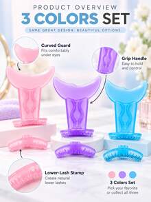 1pc--2-In-1 Silicone Eyelash Applicator & Lower Lash Stamp, Combines Eyeliner Guide, Powder, Purple, Blue Three-Color Options, Smudge-Proof Mascara Application, Eyeshadow Makeup And Lower Lash Stamp Functions; Includes Crescent-Shaped Guard, Suitable For Beginners, Easy Eyeliner Positioning And Mascara Application; Silicone Material, Smudge-Proof, Portable And Easy To Use, Essential Eye Makeup Tool For Home And Travel. - Multicolor - View 4