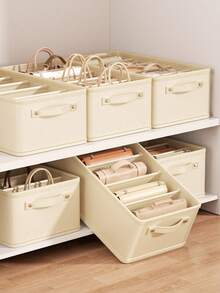 1pc Foldable Lidded Multi-Compartment Handbag Organizer, Multi-Purpose Handbag, Clothing & Accessories Storage Box, Space-Saving Divided Storage Container For Closet, Ideal Home, Dorm & Back-To-School Storage Decor - Multicolor - View 10