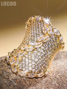 1pc Romantic Cubic Zirconia Ring For Women, Wedding Engagement Party Jewelry, Valentine's Day Gift - 1# - View 3
