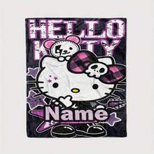 SANRIO 1件個性化法蘭絨毯,可愛卡通圖案,可客製化姓名文字,柔軟保暖,適合午睡、沙發、辦公室床鋪、露營旅行,多功能禮品蓋毯,四季皆宜 - 彩色 - 查看 8