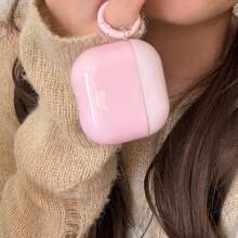 Gradient Solid Color Pink With Hanging Ring Earphone Case Compatible With Apple 5/ 4 Cute Earphone Cover Apple 2nd Gen 3rd Gen New Protective Case Pendant Pro 3 Korean Style Earphone Case Pro 2 Women's Earphone Case Protective Cover - Baby Pink - View 9