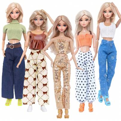 Fashion Doll Clothes For 11.5 Inch Girl Dolls, Including Top And Pant Outfits,Colorful Shoes, Doll Dress Up Game Toys Birthday Gift Christmas Stocking Stuffers(Dolls Not Included)