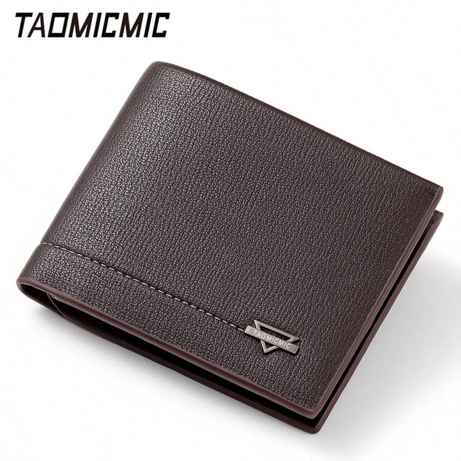 Business Style Men's Wallet With Multiple Card Slots For ID, Bank Cards, Transit Cards, Built-In Zipper Coin Pocket For Coins And Cash, Classic PU Lychee Texture Short Bifold Wallet With Large Capacity Bill Compartment, Black, Christmas And Thanksgiving Gift For Boyfriend And Father