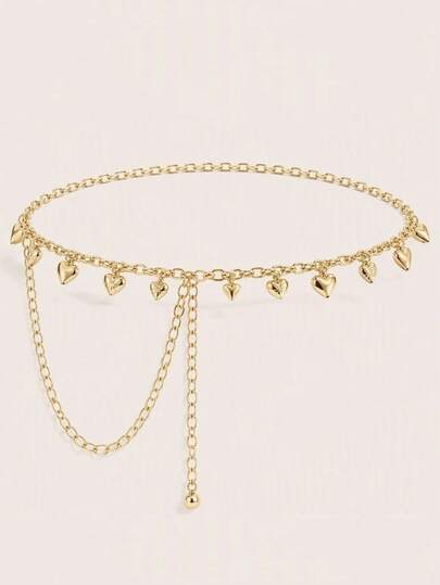 1 Peça Cinto de Cintura para Meninas, Corrente de Cintura, Cintos BOHO, Cintos para Meninas, Corrente de Cintura, Cintos Ocidentais, Acessórios para Meninas, Acessórios de Natal para Meninas, Corrente de Cintura Vintage Dourada com Coração Y2K para Meninas, Combina com Saias, Suéteres, Camisas, Calças, Festa, Festival de Música
