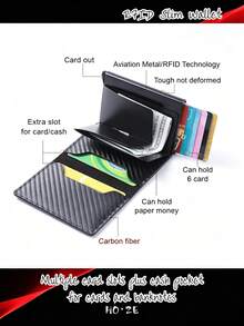 3/2/1 قطعة محفظة رجالية من ألياف الكربون بتقنية RFID، حامل بطاقات منبثق، إكسسوار حقيبة هدايا، أسلوب عمل فائق النحافة، هدية عيد الهالوين والكريسماس للرجال (حقيبة الهدايا هي إكسسوار) - A - مشاهدة 4