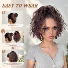 HEYPINK Wavy Messy Bun Hair Extensions, Synthetic Curly Hair Scrunchie Elastic Hair Tie, Thick Volume Tousled Updo Hair Piece, Instant Ponytail Chignon For Ladies Tousled Updo Chignon Ponytail Hair Extensions For Women, Multiple Colors Available - Dark Brown - View 8