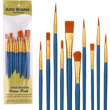 This Kit Contains 10 Painting Brushes In Different Sizes To Meet Your Diverse Creation Demands, Perfect For Number Painting & Other DIY Art Projects, Smooth Brush Tips For Easy Color Blending & Detailed Painting, Paint Brushes, Art Supplies - A - View 11