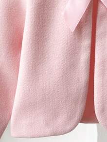 Autumn/Winter French Style Baby Girl Cute Pink Solid Color Lapel Overcoat Princess Bow Short Outwear Top - Pink - View 6