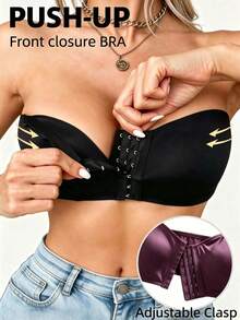 2pcs Women's Front Closure Wireless Support Bra, Summer Bandeau Lingerie, Soft & Comfortable Underwear - Multicolor - View 6