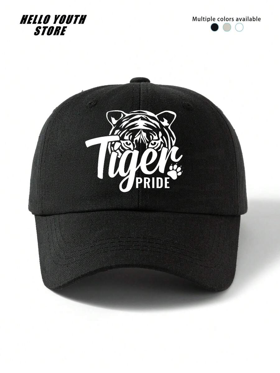 1pc "Tiger" Letter And Tiger Pattern Baseball Cap, Fashionable And Versatile, Adjustable Lightweight Comfortable Sweatband Multifunctional Baseball Cap, Sun Protection Hat For Travel And Daily Use, Gift For Friends
