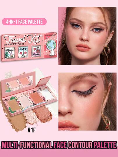 ชุดเครื่องสำอางพกพา MISSLYN ALL IN ONE TEINT PALETTE 4-In-1 คอนทัวร์/บลัช/ไฮไลท์/เซ็ตติ้ง เนื้อเนียนนุ่ม เกลี่ยง่าย ฟินิชเนียนกริบ ชุดแต่งหน้าแก้ม/ไฮไลท์/บรอนเซอร์ สำหรับใช้ประจำวัน/เดินทาง/พกพา ลุค Clean Girl/Soft Glam/Glass Skin พาเล็ตแต่งหน้า ฮาโลวีน