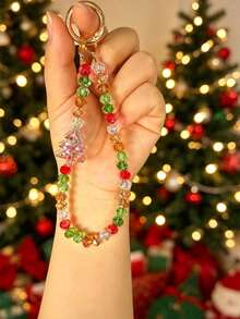Christmas Tree Car Key Chain Creative Colorful Bead Chain Keychain Pendant Home Keychain Pendant Car Keychain Pendant Best Gift For Friends And Family During Holidays (Includes Horseshoe Buckle) - Multicolor - View 5