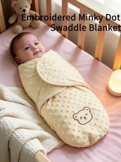 1 stuk baby bonen-swaddle voor pasgeboren slaap, 3D bonen fleece - superzacht en comfortabel, geborduurd dierenpatroon, perfect voor babyjongens en -meisjes, ideaal cadeau voor baby!