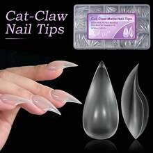 160PCS/Box Cat Claw Matte Nail Tips, No-Build Solid Thickened Full Cover False Nails, 3.5mm Translucent Tapered Pointed Fake Nails, Acrylic Nail Extensions Press On Nails For DIY Manicure Nail Art - Clear - View 9