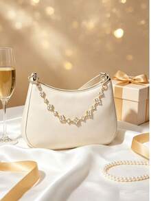 1pc Vintage Square Diamond Coin Tassel Bag Chain, Silver Boho Style Purse Decor Chain, Detachable Clasp Shoulder Bag Accessory Charm - Multicolor - View 5