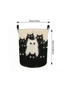 Large Capacity Foldable Cat Laundry Basket With Handle - Cute Tabby Cat Face Storage Bin, Dirty Clothes Organizer, Portable Polyester Storage Bag, Suitable For Bedroom, Dorm, Room - Space-Saving Laundry Basket, Essential Home Helper - Multicolor - View 11
