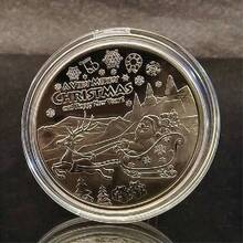 1pc-Santa Claus Commemorative Coin With Reindeer Sleigh Design, Christmas Collectible, Festive Display, Christmas Gifts, Stocking Stuffers - Multicolor - View 12