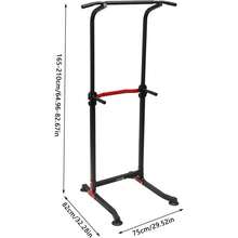 GLADNEY Klimmzugstation Power Tower Dip Station verstellbar, Multifunktion Trainingsstation für Zuhause mit Pull-Up, Push-Up & Beinheben, 150kg belastbar, Fitnessgerät Schwarz für Heimtraining - Standard - Übersicht 2
