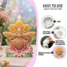 1pc Honeycomb Shaped Silicone Candle Mold, Aromatherapy Plaster Ornament Silicone Mold, Home Decor DIY Mold - White - View 3