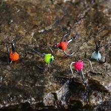 6PCS Bionic Fish Egg Treble Hooks, Super Sharp Barbed High Strength Ice Fishing Hooks, Lure Modification Hooks, Universal Winter Fishing Tackle For Freshwater & Saltwater - Multicolor - View 5