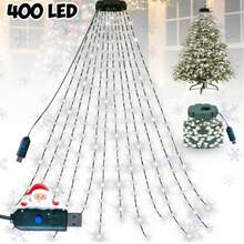 1PC 400/220 LED Christmas Waterfall Tree Lights (USB-Powered) – 8 Lighting Modes; Available In Bright White, Multicolor, Or Warm White; Suitable For Indoor/Outdoor Use (Gardens, Parties, Weddings, Holiday Decor, Event Planning, Christmas, Halloween). - Waterfall Light - View 11