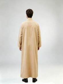 1件卡其色男士萬聖節服裝，傳統長袍套裝，阿拉伯服飾，Kosa部落，非洲傳統服飾，男士Kurta長裙，適合齋月、開齋節、婚禮及日常穿著 - 芥末黃 - 查看 3
