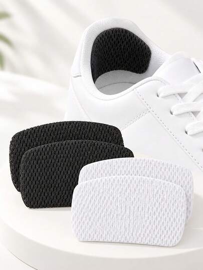 2Pcs/Set Self Adhesive Curved Shoe Heel Patch, Breathable Mesh Back Heel Liner Sticker, Shoe Repair Pad For Sneakers Boots, Easy Apply Footwear Accessory
