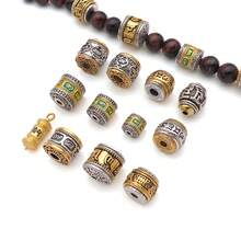 2pcs Om Mani Mantra Spacer Beads, Dual-Color Alloy Six-Word Mantra Barrel Beads, Enamel Finish, Suitable For Prayer Beads Bracelet DIY Jewelry Making Accessories - Multicolor - View 5