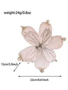1Pc Glitter Velvet Artificial Christmas Poinsettia Flowers,Beaded Fabric Floral Picks,Decorative Flower Stems For Christmas Tree,Table Centerpiece - Multicolor - View 13