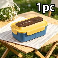 1pc Pink Lunch Box With Utensils, Bento Box With Spoon And Fork, Microwave , Insulated Lunch Bag, 3-Compartment Food Storage Container Set, Suitable For Christmas Gift, Back To School, Birthday Gift, Office Lunch - Multicolor - View 9