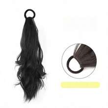 Synthetic Long Wavy Curly Hair Street Style Wig Fluffy Ponytail Hairband - Multicolor - View 3