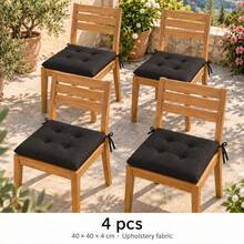 40 X 40 X 4 Cm Chair Seat Cushions, Square Polyester Chair Pads, 1, 2, 4 Or 6 Piece Packs, 8 Solid Colours - Black - View 6
