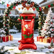 1pc Large Base Deer Mailbox Shaped Balloon, Suitable For Christmas, New Year, Winter Party Scene Decoration, Post Office Entrance Atmosphere Decor Prop - View 4