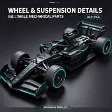Black And Green Formula Racing Car Building Model, 391+ Pieces Adult Collectible Building Blocks Set, Low Body Racing Car, Wheels And Open Cockpit, Suitable For Halloween, Christmas, Thanksgiving And Birthday Gifts For Hobby Collectors - Black and Green Samurai Formula Racing Car - View 2