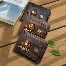 [Lion Pattern Wallet] Lion Pattern Wallet - Dual Use For Business And Leisure, Featuring A Multi Card Large Capacity Design That Can Store Cash, Credi - Multicolor - View 11