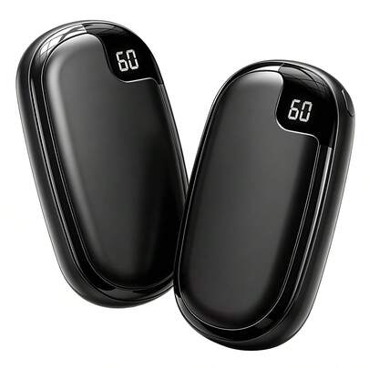 2pcs Reusable Rechargeable Portable Pocket Hand Warmers, Upgraded Version With Digital Display, Outdoor Heater, Suitable For Travel, Camping And Hunting, Winter Essential Accessory