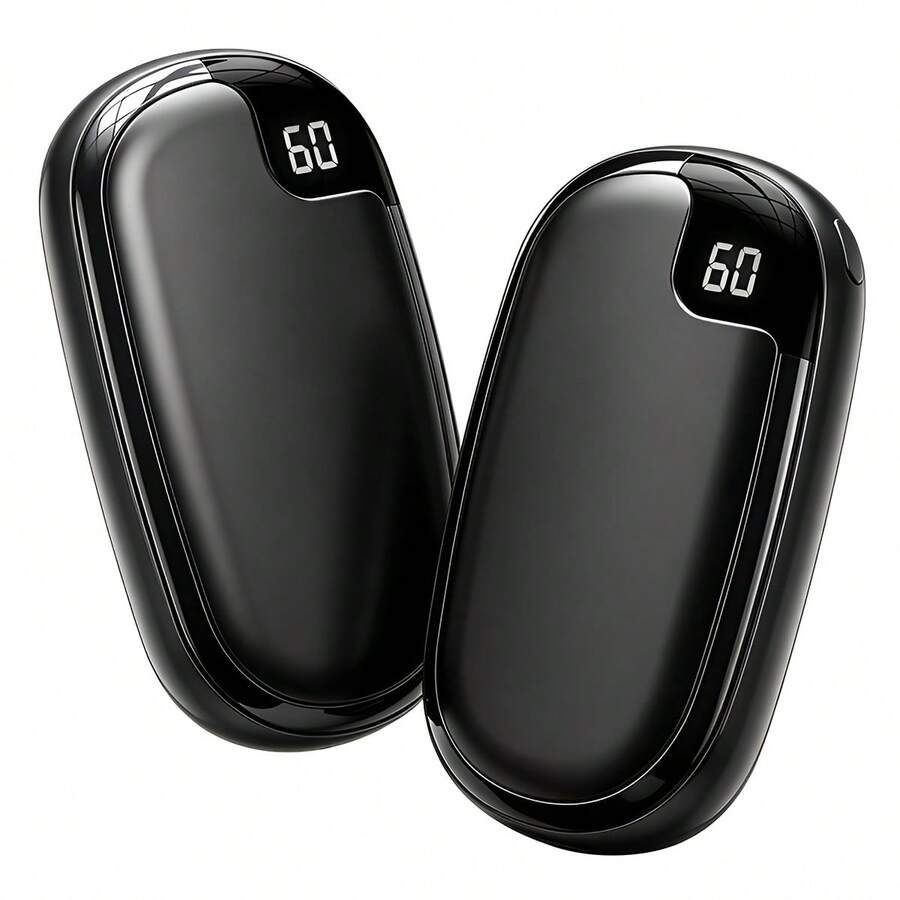 2pcs Reusable Rechargeable Portable Pocket Hand Warmers, Upgraded Version With Digital Display, Outdoor Heater, Suitable For Travel, Camping And Hunting, Winter Essential Accessory