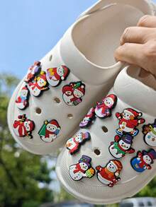 16pcs Assorted Christmas Snowman Series DIY Fashion Sandals Charms, Detachable Clog Shoe Charms, Suitable As Christmas Party Gifts - Multicolor - View 6